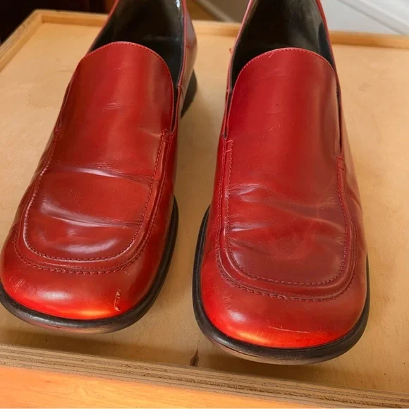 paul green vintage 90s red patent leather square toe loafers - Picture 10 of 12